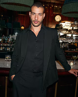 Slim Solid Stretch Cotton 1MX Dress Shirt | Express