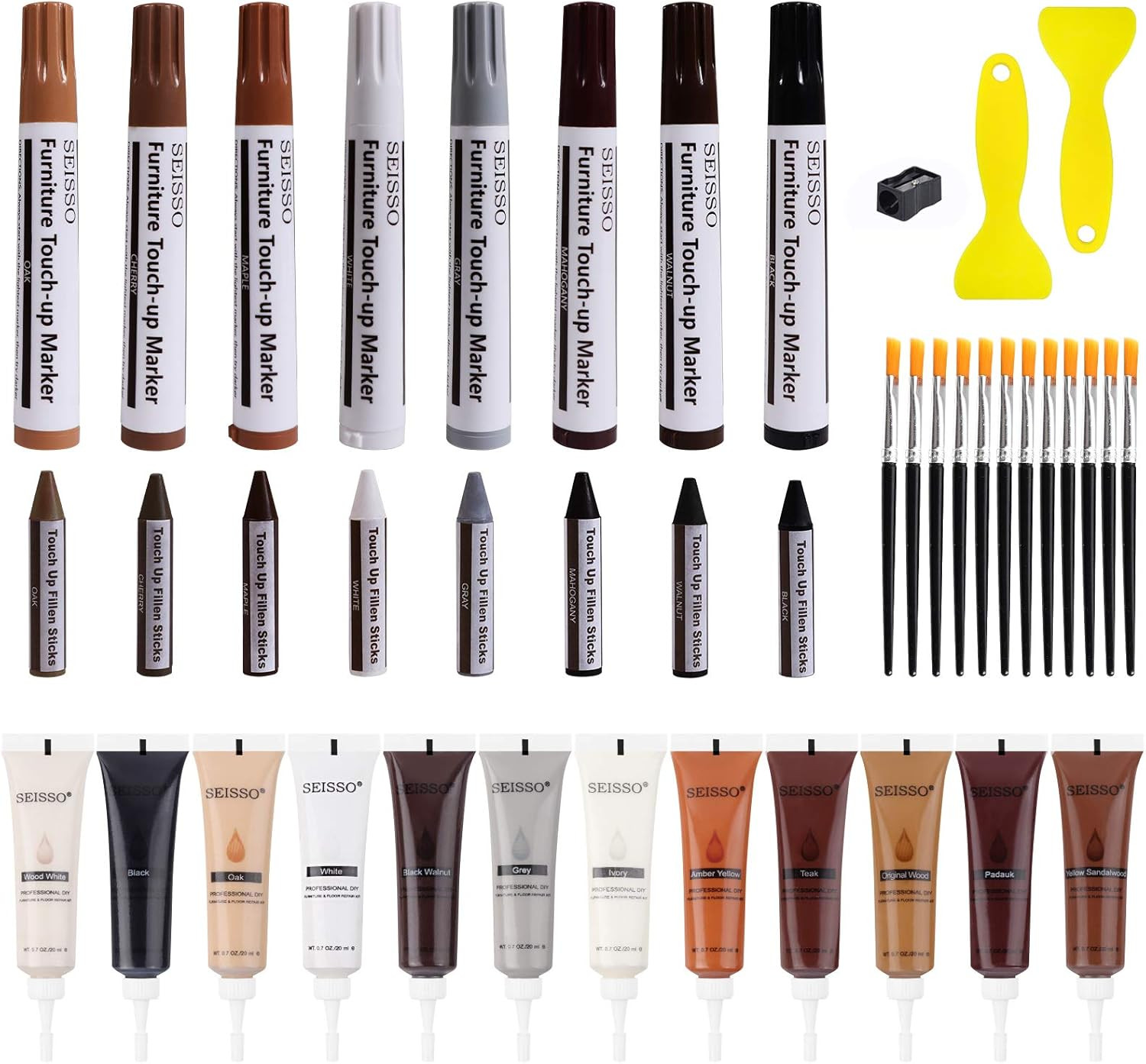 Wood Furniture Repair Kit - Set of 42 Furniture Repair Wood Fillers, Markers and Wax Sticks - Use... | Amazon (US)