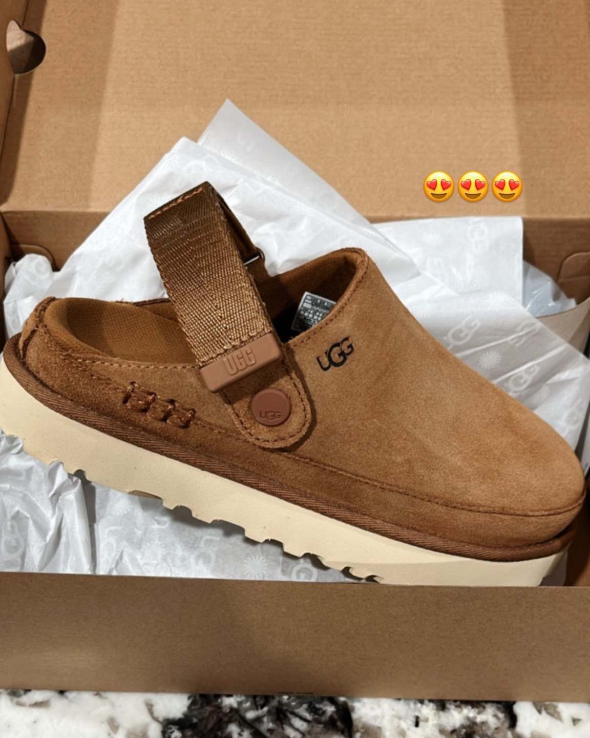 Despite the 90 degree weather, I had to get a head start on Ugg buying & 😍 omg obsessed. Bought my regular size. Strap moves so it can be worn behind the foot or over the top of the Ugg like a clog.

#LTKshoecrush #LTKSeasonal