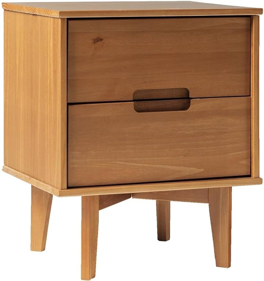 Walker Edison Mid Century Modern Grooved Handle Wood Nightstand Side Table Bedroom Storage Drawer... | Amazon (US)