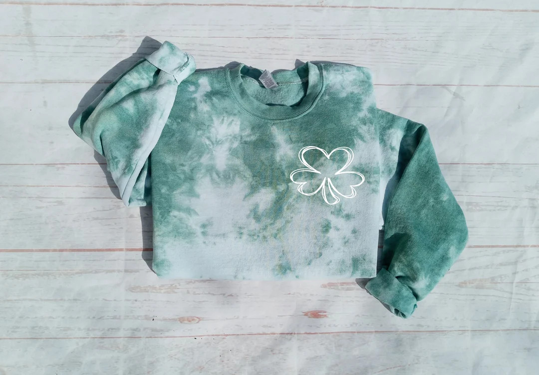 St. Patrick's Day Pocket Shamrock Sweatshirt Tie Dye Sweatshirt Green Tie Dye Irish Sweatshirt St... | Etsy (US)