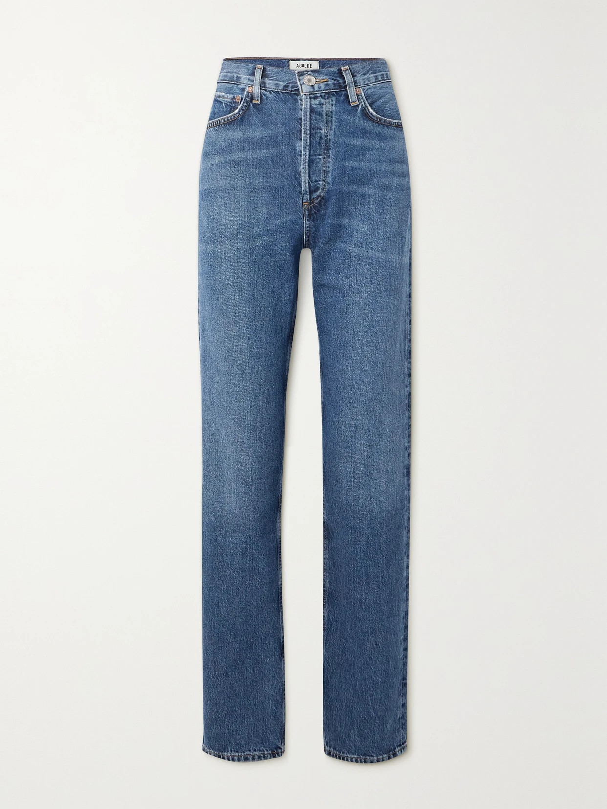 AGOLDE - + Net Sustain 90's Pinch Waist Long High-rise Straight-leg Organic Jeans - Blue | NET-A-PORTER (US)