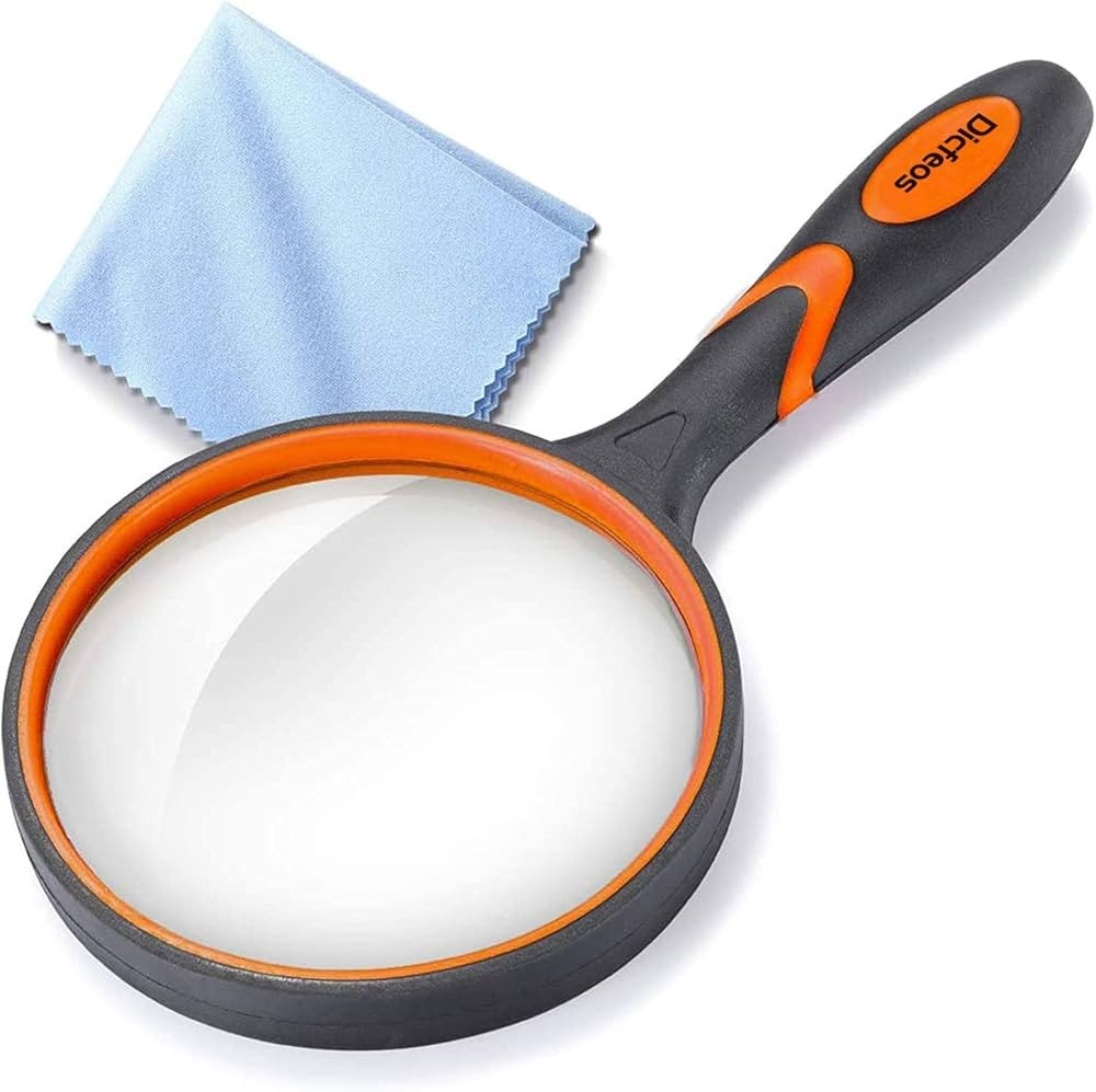 Dicfeos Magnifying Glass 10X Handheld Reading Magnifier with Cleaning Cloth-100MM Large Magnifyin... | Amazon (US)