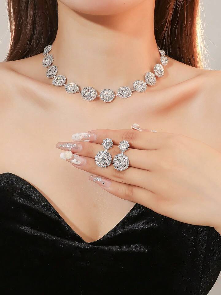 3pcs Rhinestone Decor Jewelry Set | SHEIN