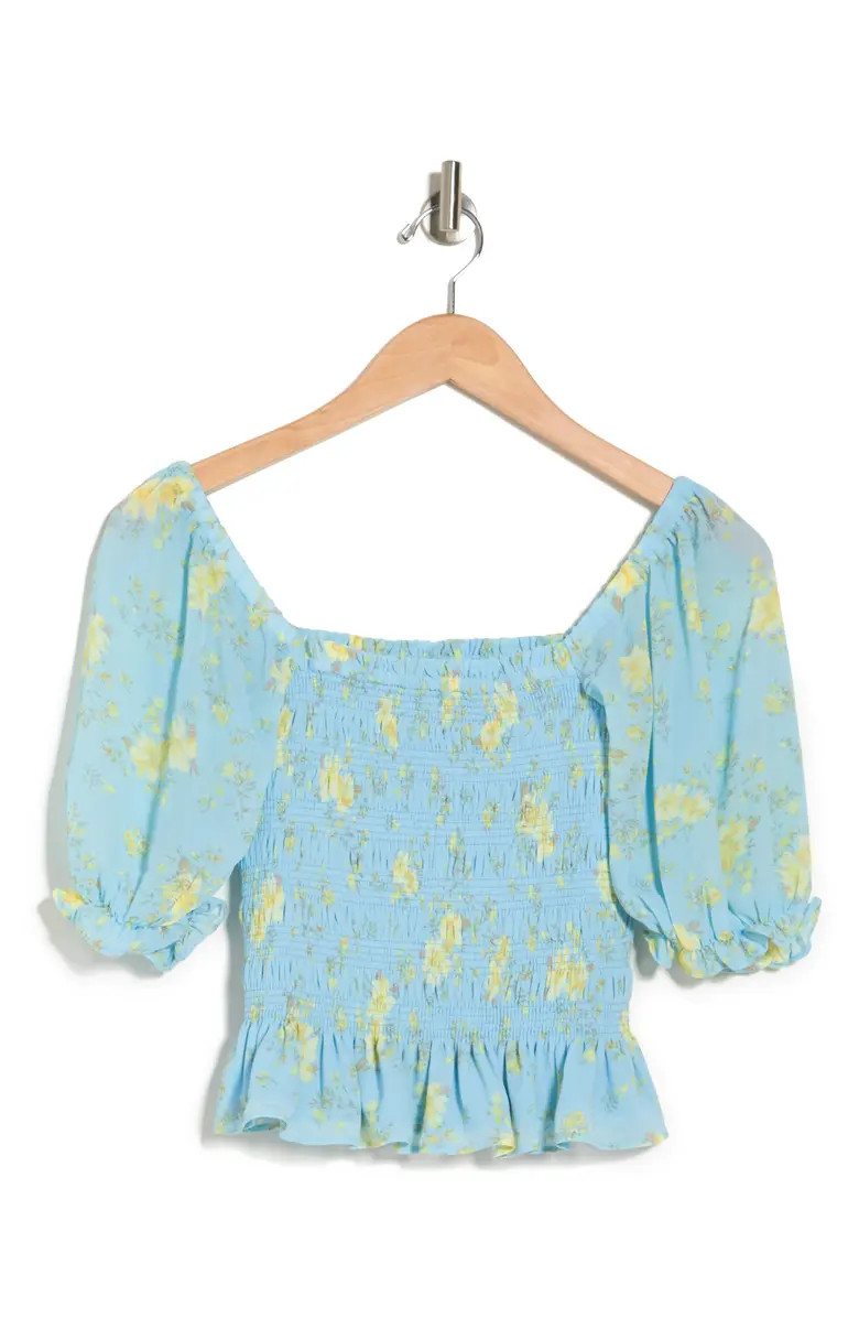 WAYF Smocked Floral Short Puff Sleeve Top | Nordstromrack | Nordstrom Rack