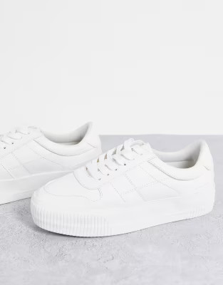 ASOS DESIGN Duet flatform lace up sneakers in white | ASOS (Global)