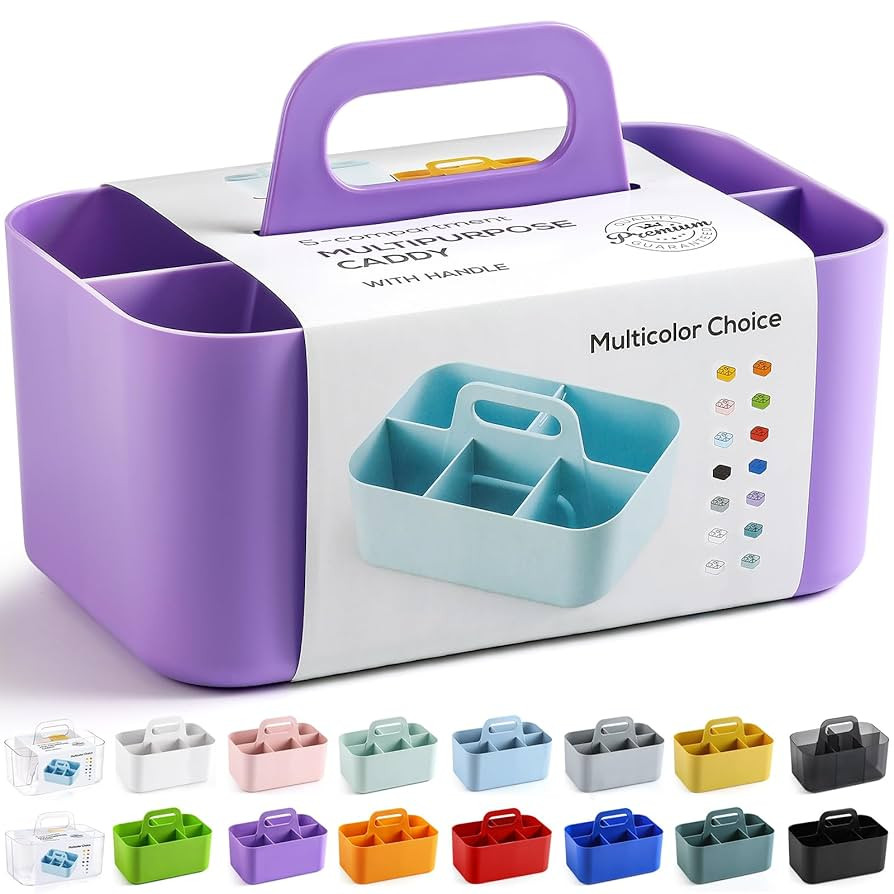Multiuse Caddy Organizer with Handle, Stackable Plastic Tote Bin - Art Craft Supplies, Office, De... | Amazon (US)