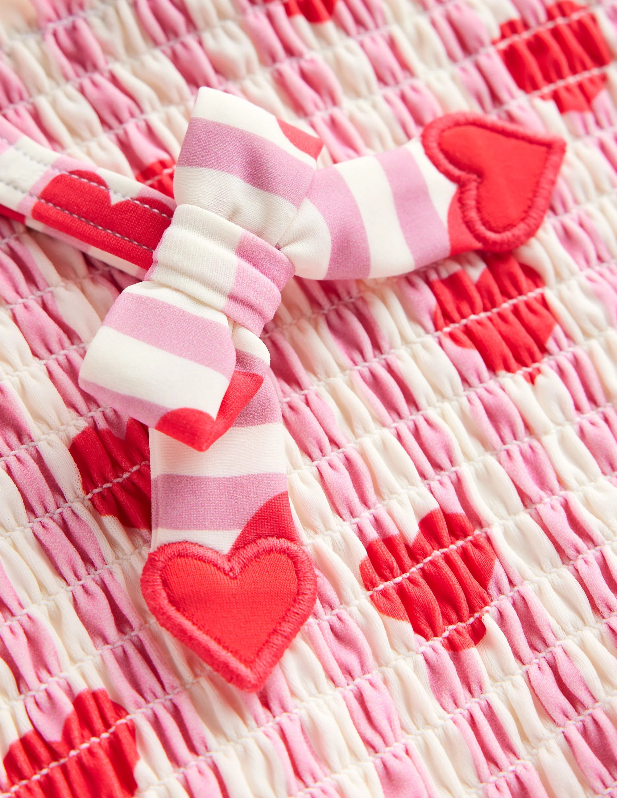 Smocked Tankini Set-Bubblegum Pink Heart Stripe | Boden UK