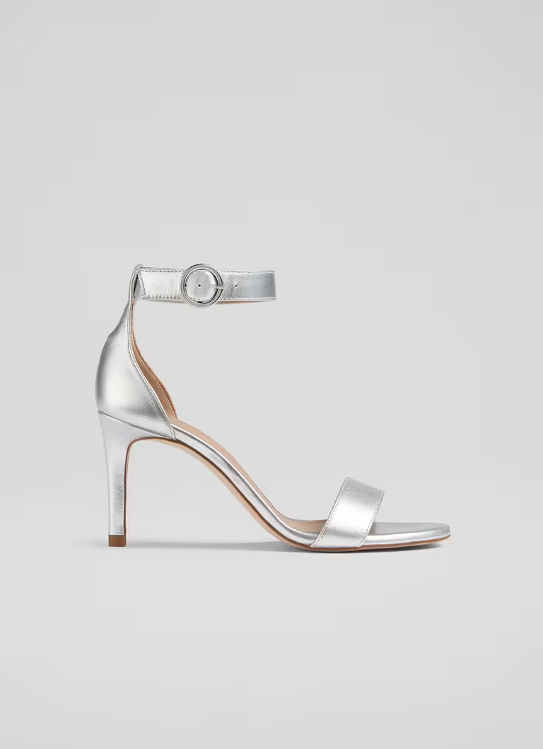 Ivy Silver Leather Single Strap Sandals | L.K. Bennett (UK)