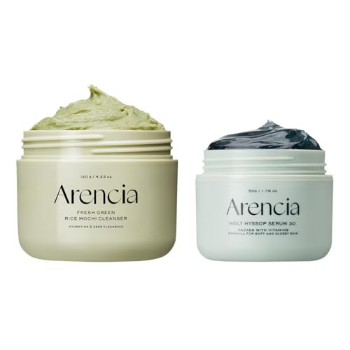 Arencia Glass Skin Care Duo [Korean Rice Mochi Facial Cleanser + Glow Hyssop Overnight Mask Serum] | Amazon (US)