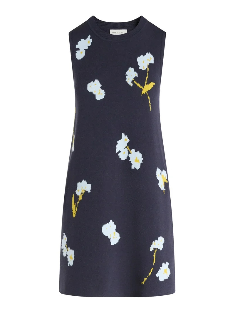 Free Assembly Women's and Women's Plus Sleeveless Floral Jacquard Mini Sweater Dress, Sizes XS-XX... | Walmart (US)