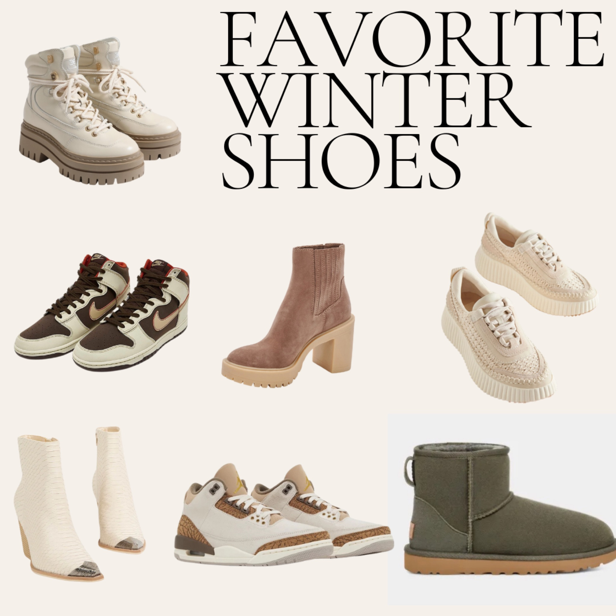 winter shoes, neutral shoes, stylish boots, Jordan’s, ugg, platform boots

#LTKshoecrush #LTKSeasonal #LTKHoliday
