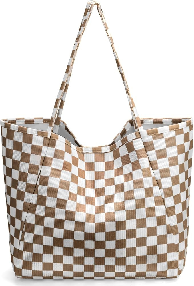 Big Size Corduroy Tote Bags, Travel Gym Bag for Women Work Lunch Beach Grocery Shopping Shopper H... | Amazon (US)