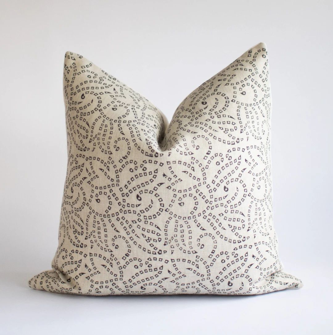 Beige and Black Block Printed Pillow Cover, Neutral Linen Pillows, Decorative Throw Pillow, Moder... | Etsy (EU)