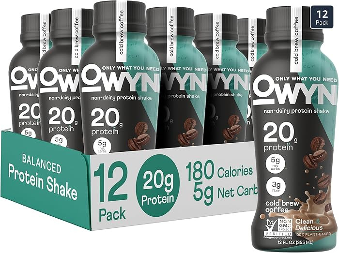 OWYN Only What You Need Vegan Plant-Based Protein Shake, Cold Brew Coffee, 12 Pack, with 20g Plan... | Amazon (US)