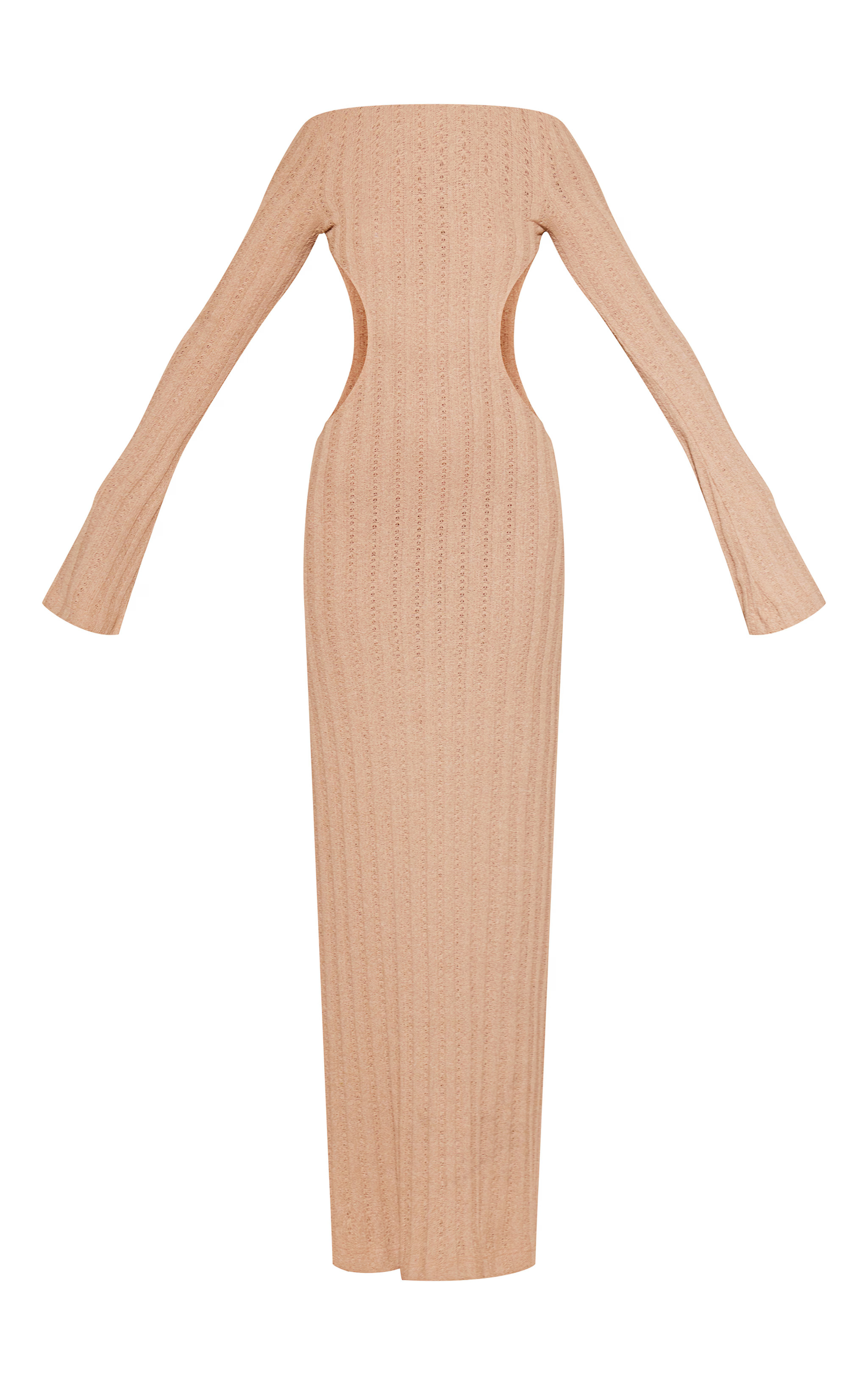 Taupe Crochet Low Back Maxi Dress | PrettyLittleThing US