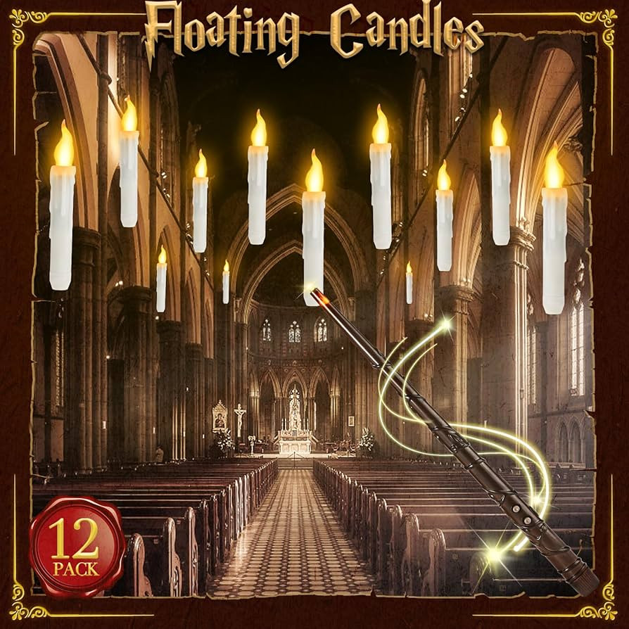YMXHK Halloween Decorations - Floating Candles with Wand, 12 Pcs Flameless Candles with Warm Ligh... | Amazon (US)