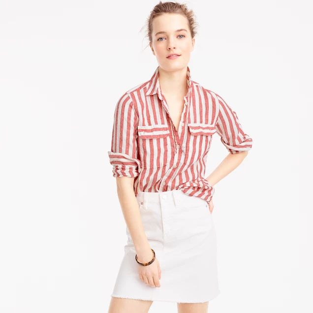 Button-up shirt in striped linen | J.Crew US