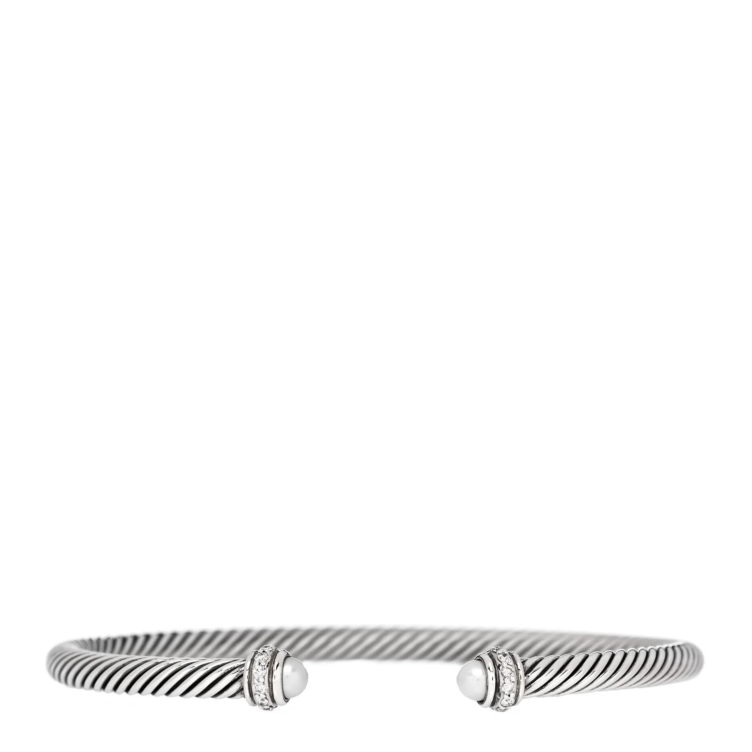 Sterling Silver Diamond Cultured Pearl 4mm Cable Classics Bracelet | FASHIONPHILE (US)