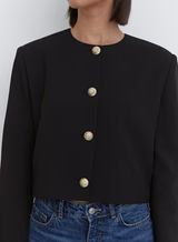 Black Cropped Tailored Jacket - Lilah | 4th & Reckless