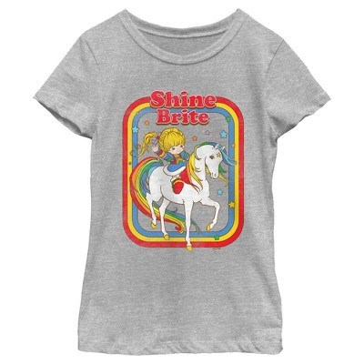 Girl's Rainbow Brite Starlite Shine Brite T-Shirt - Athletic Heather - Medium | Target