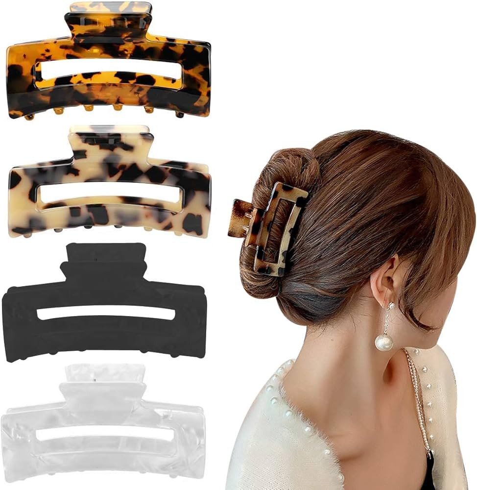 4PCS Hair Claw Clips, Non-Slip Tortoise Hair Jaw Clips, Leopard Stylish Hair Clamps,Strong Hold f... | Amazon (CA)