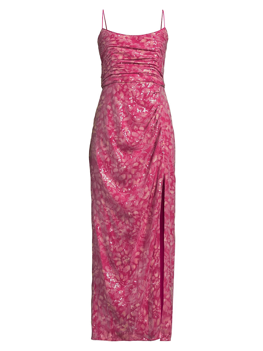 Women's Luxe Floral Sequin Sleeveless Gown - Fuchsia - Size 0 | Saks Fifth Avenue