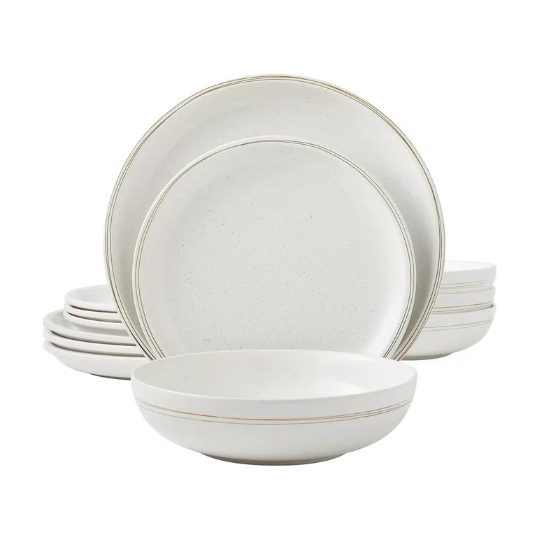Better Homes & Gardens Gold Frost 12 Piece Stoneware Dinnerware Set | Walmart (US)