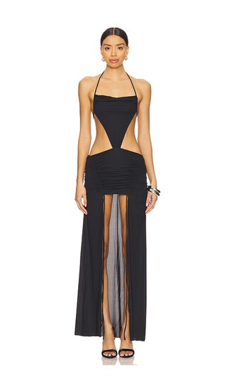 Taiyu Halter Maxi Dress in Black | Revolve Clothing (Global)