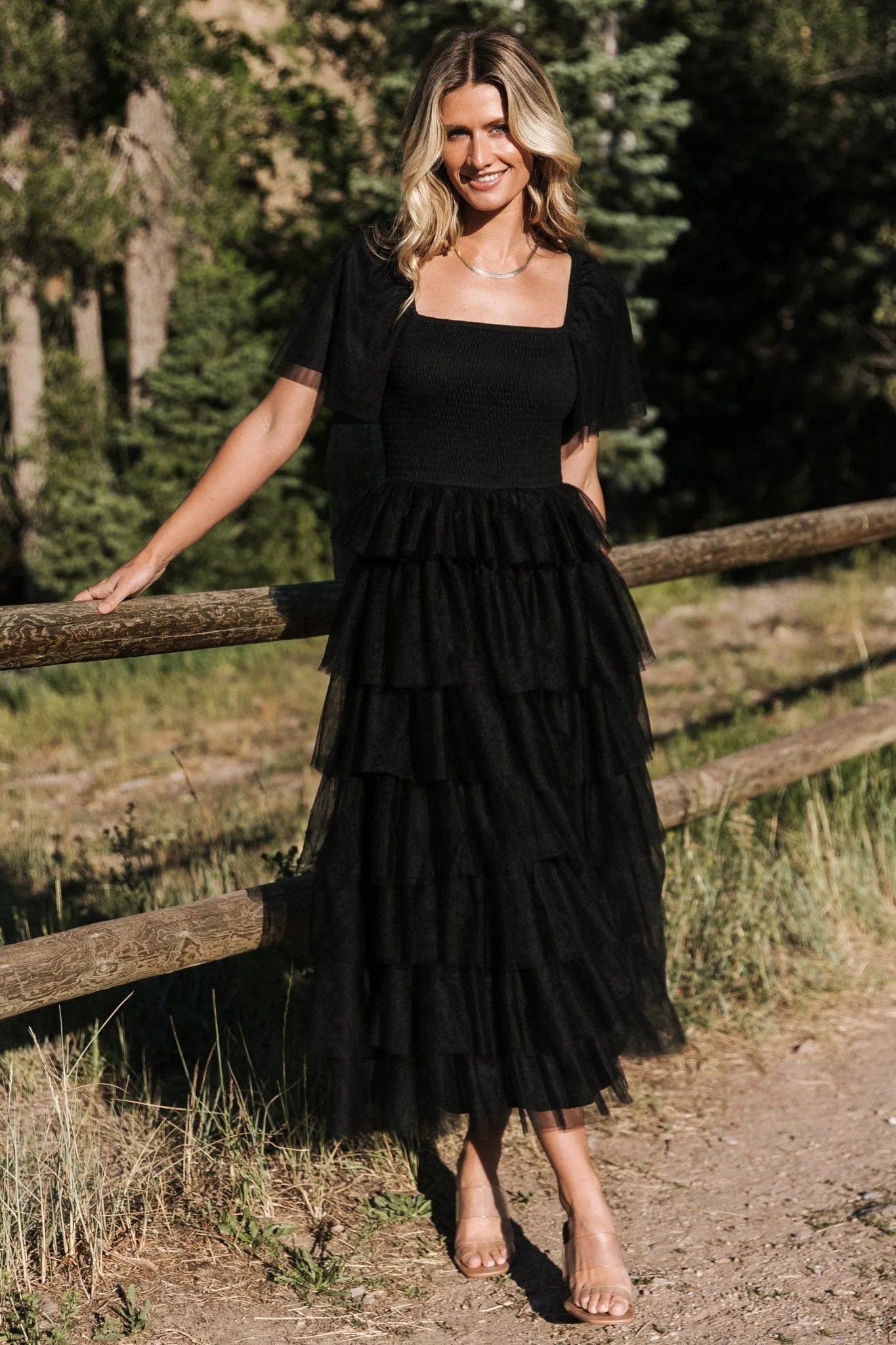 Cherise Tulle Tiered Dress | Black | Baltic Born