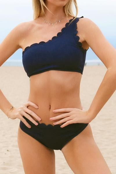 Miss The Past One Shoulder Bikini Set | Cupshe