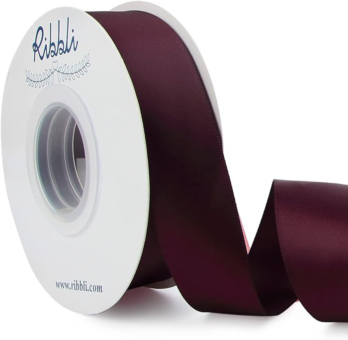 Ribbli Burgundy Double Faced Satin Ribbon,1” x 25 Yards,Use for Craft Bows Bouquet, Gift Wrappi... | Amazon (US)