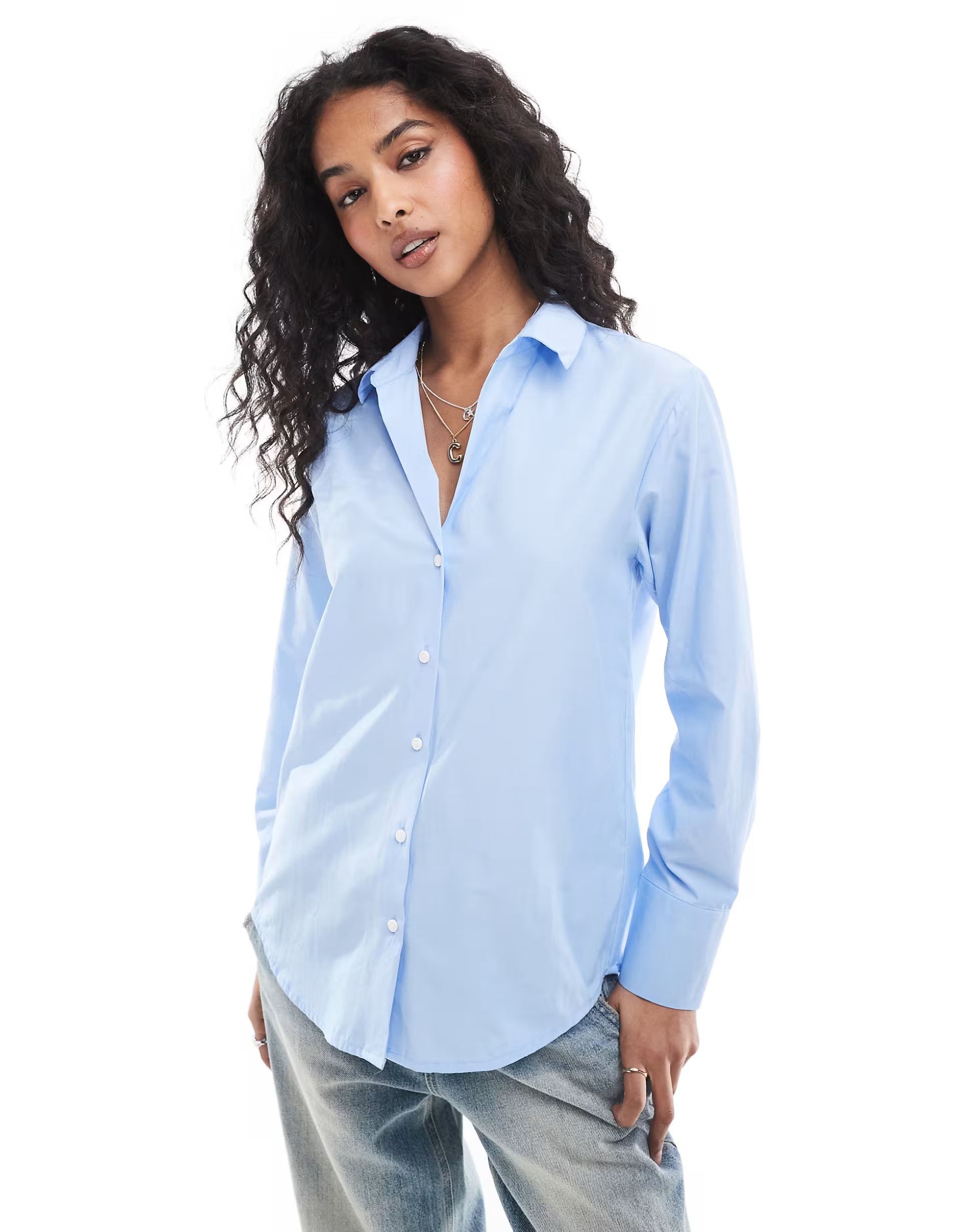 Stradivarius classic shirt in blue | ASOS (Global)