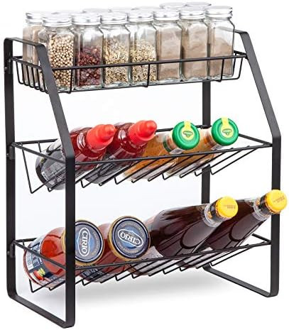 Spice Rack for Countertop, 3 Tier Kitchen standing Storage Organizer Sauce Seasoning Jars Bottle ... | Amazon (US)