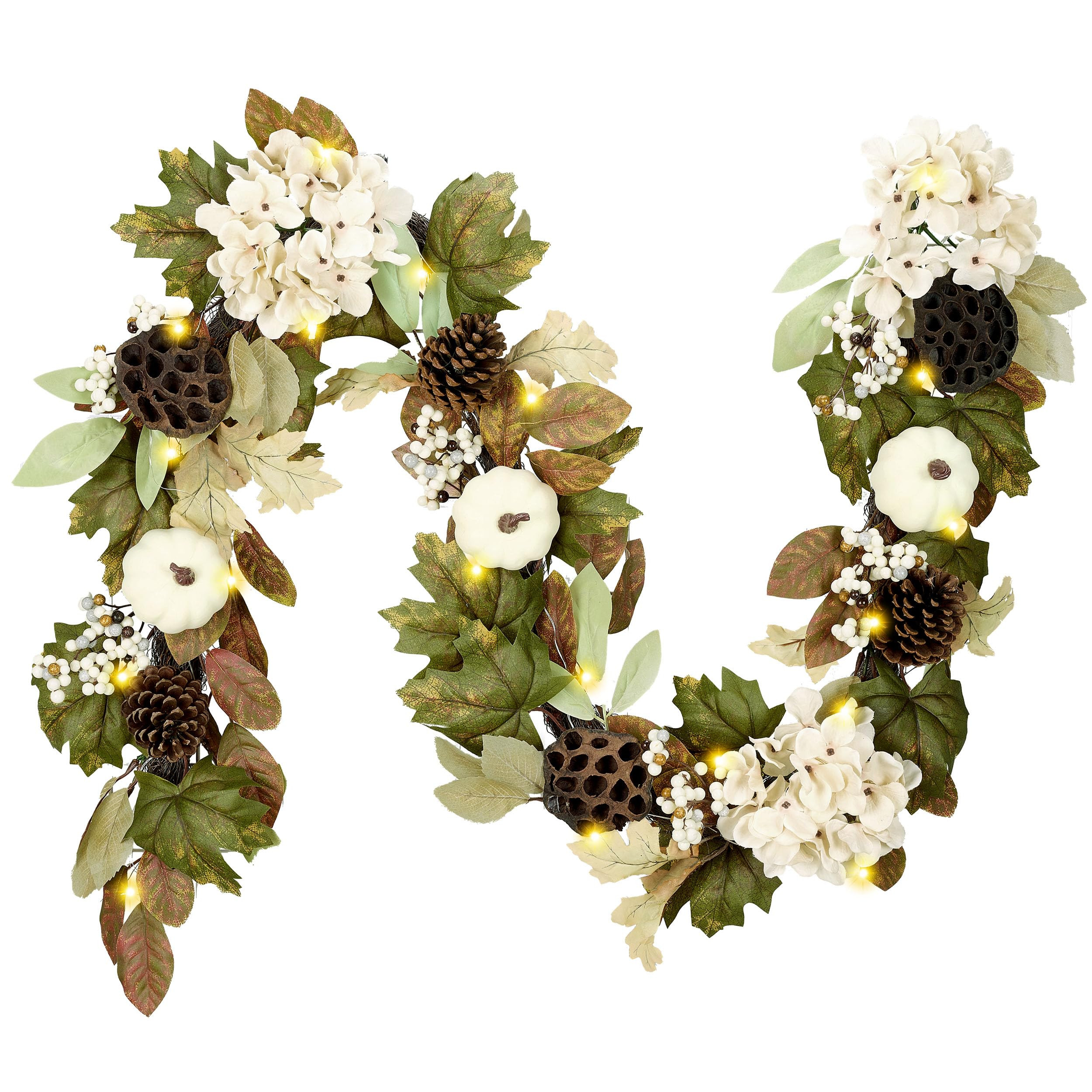 DecorbyHannah Fall Garland with Lights, 6 ft Artificial Autumn Harvest Garland for Mantle, Fall D... | Amazon (US)