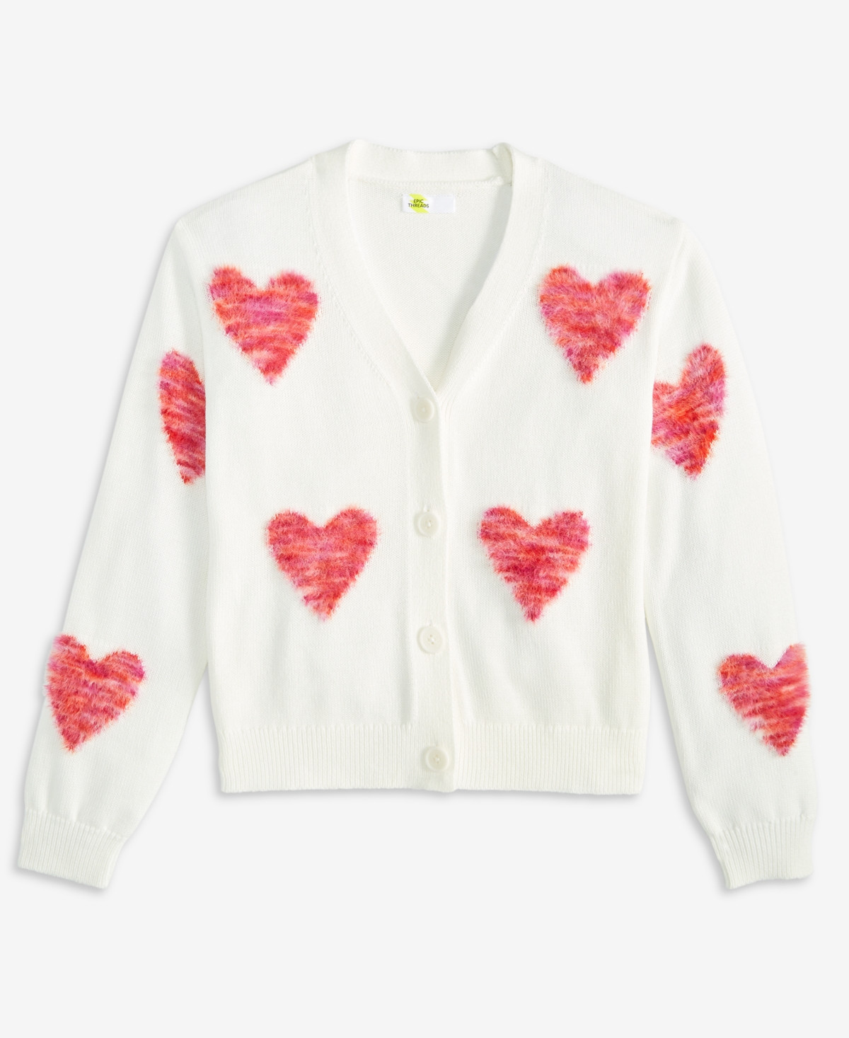 Epic Threads Girls 5-20 Textured Heart Long-Sleeve Cardigan, Macy's Exclusive - Angel White | Macy's