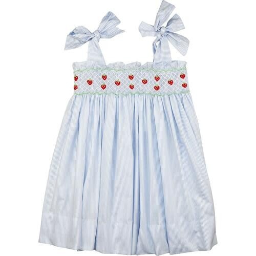 Blue Stripe Smocked Strawberry Dress - Shipping Late May | Cecil and Lou