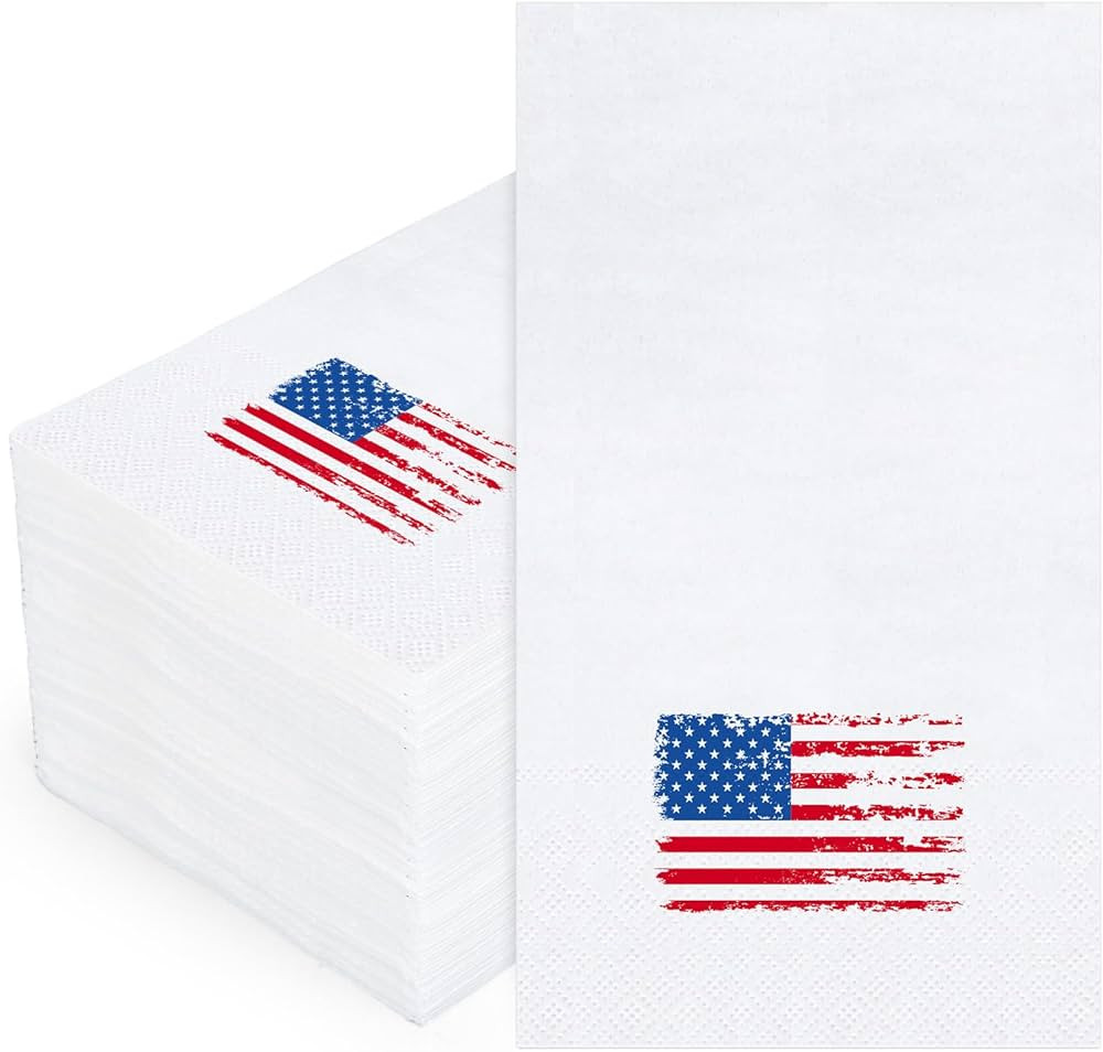 FYSUIMU Patriotic Guest Napkins 4th of July Rustic American Flag Disposable Napkins Independence ... | Amazon (US)