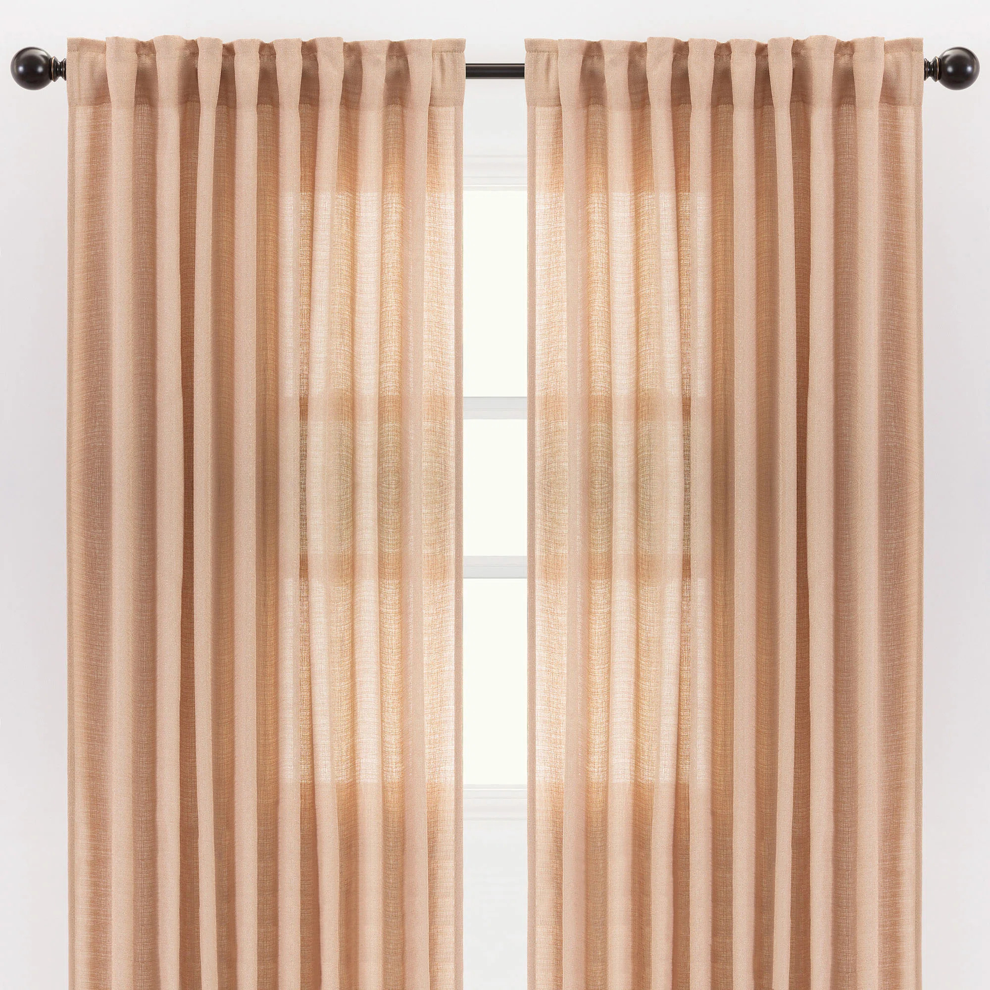 Moller Flax Textured Solid Semi-Sheer Rod Pocket Curtain Panels (Set of 2) | Wayfair North America