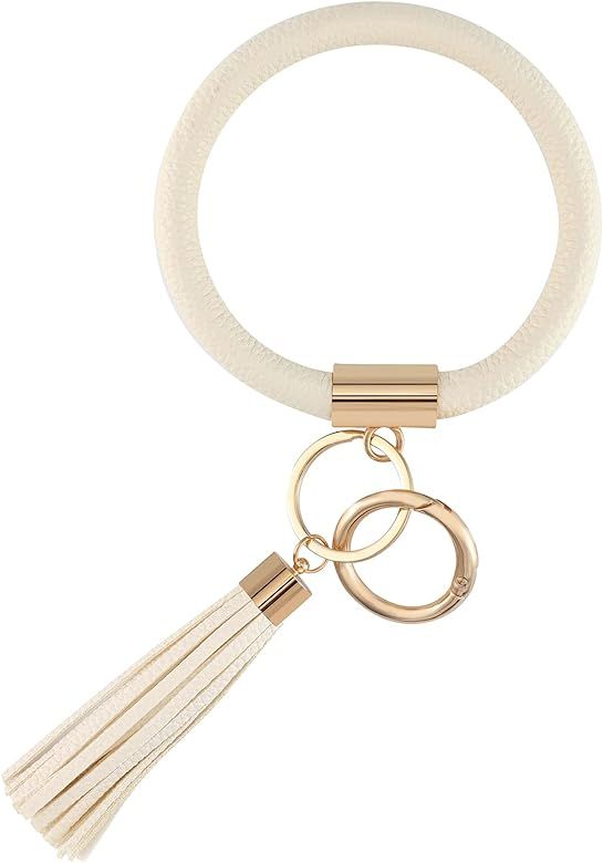 Weixiltc Key Ring Bracelet Wristlet Keychain Bangle Keyring - Portable Leather Tassel Bracelet Ke... | Amazon (US)
