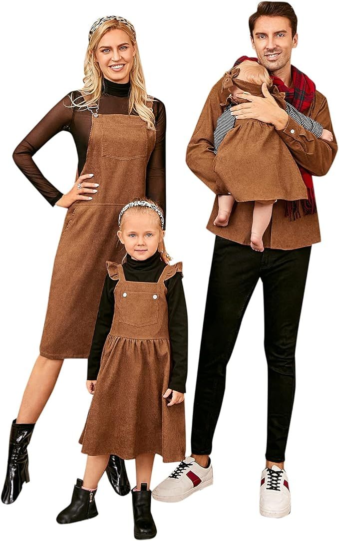CALLA DREAM Family Matching Outfits,Mommy and Me Corduroy Suspender Skirt and Shirt Parent-Child ... | Amazon (US)