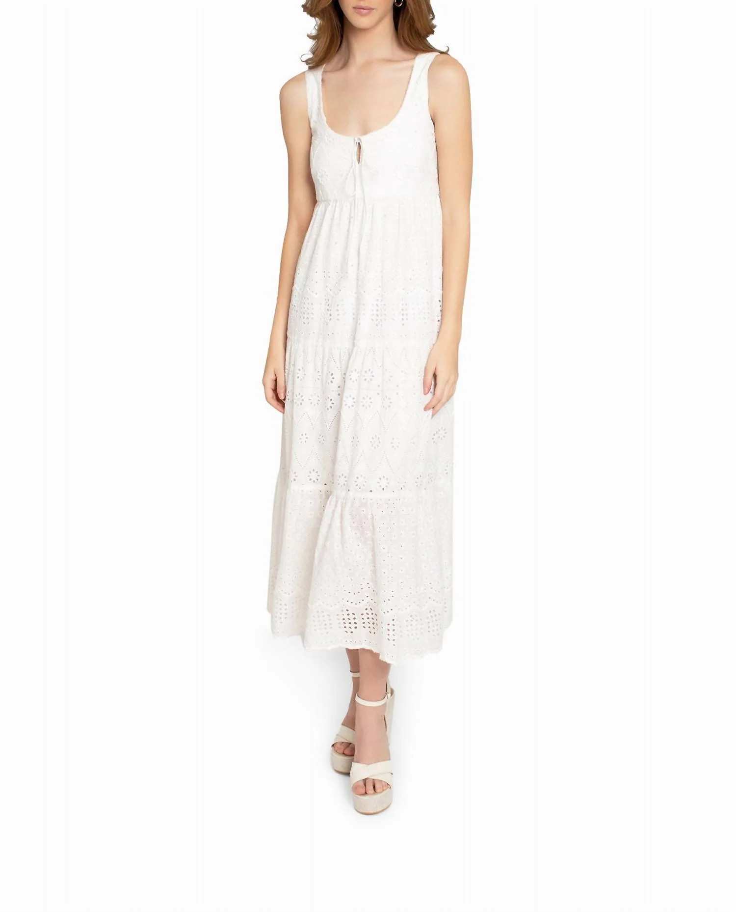 Embellished Eyelet Maxi Dress In White | Shop Simon