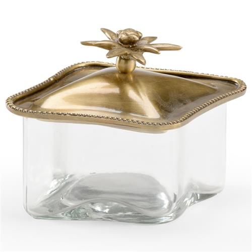 Simon Hollywood Glass Brass Rectangular Decorative Box | Kathy Kuo Home