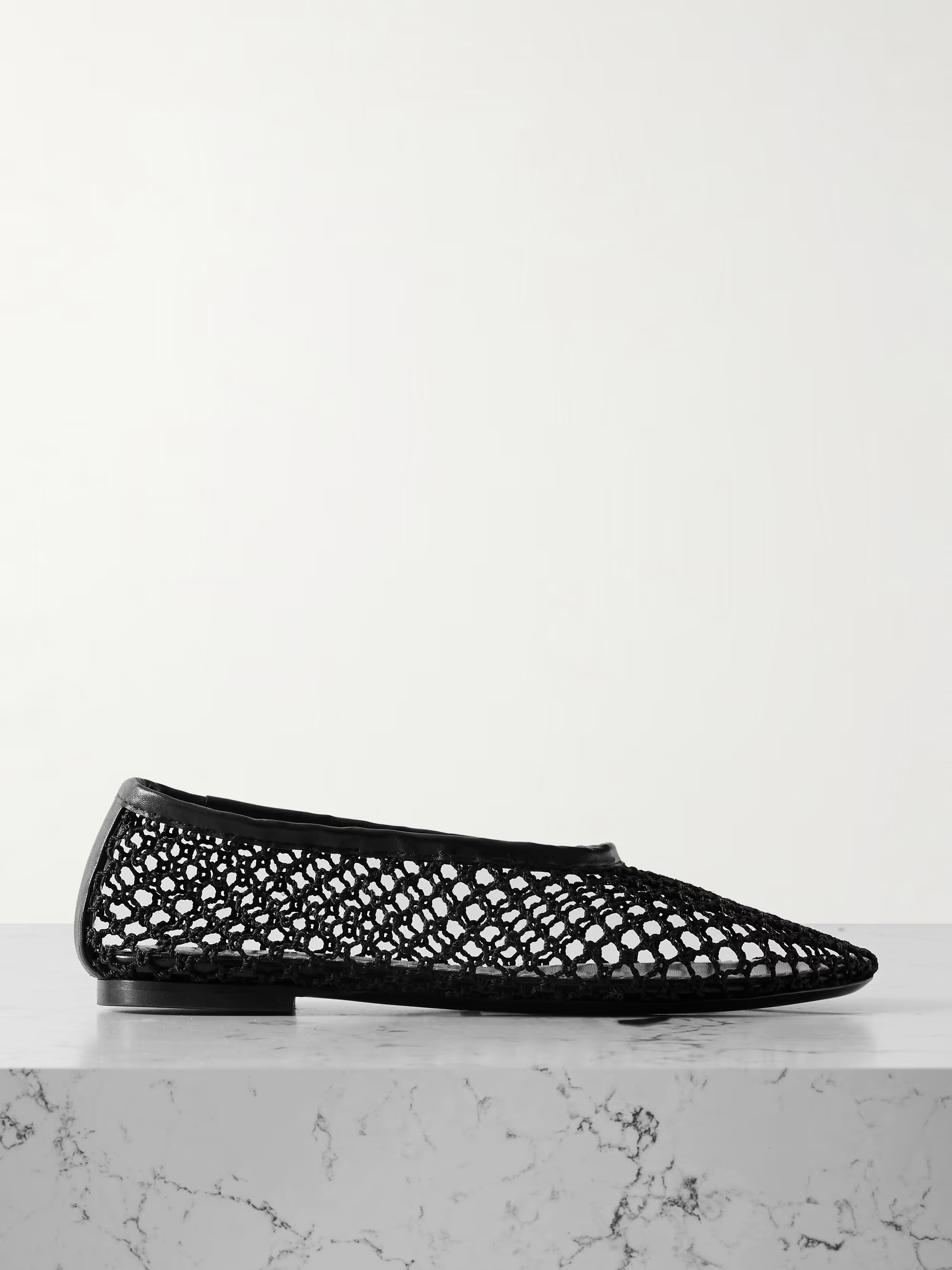Alba leather-trimmed crochet ballet flats | NET-A-PORTER (UK & EU)