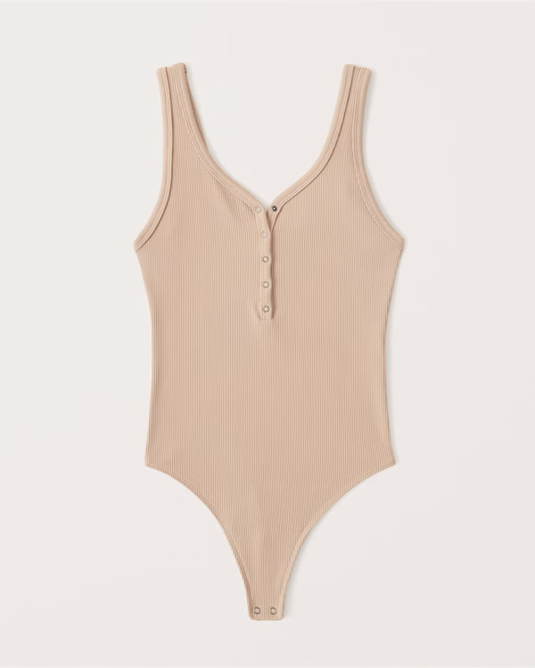 Seamless Ribbed Henley Bodysuit | Abercrombie & Fitch (US)