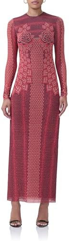 AFRM Womens Didi Crewneck Mesh Long Sleeve Maxi Bodycon Dress | Amazon (US)