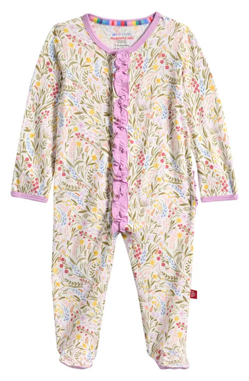 Magnetic Me Ashleigh Ruffle Footie in White at Nordstrom, Size 6-9M | Nordstrom