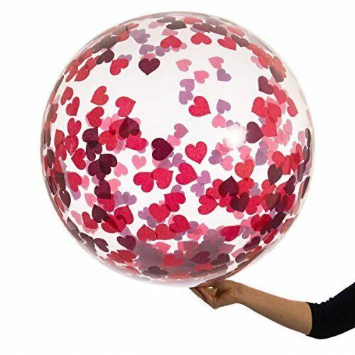 36 Inch Confetti Balloon Balloon Filled with Confetti 2 Pack (Red Heart) | Walmart (US)