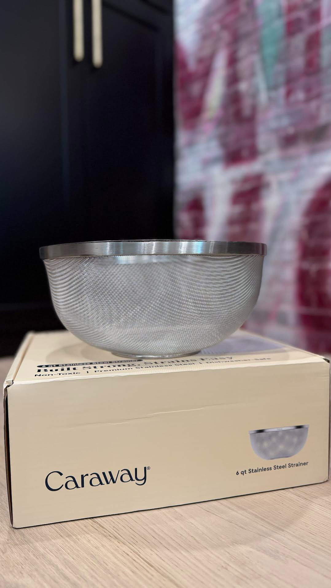 caraway 6qt stainless steel strainer, also comes in different sizes. 

caraway, kitchen favorites, kitchen essentials 

 #LTKSeasonal #LTKHome