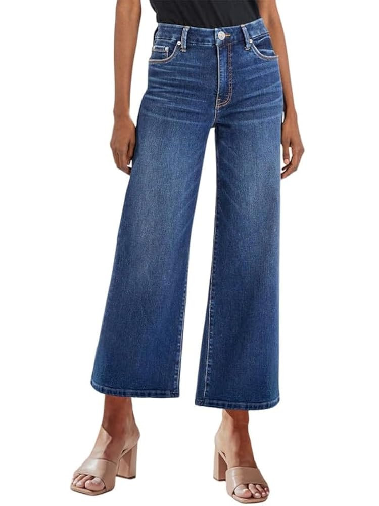 Genleck Women's Wide Leg Jeans – Trendy Cropped Loose Jeans High Waisted Stretchy Capri Denim P... | Amazon (US)